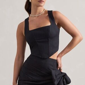 Elegant Black Pinstripe Dress